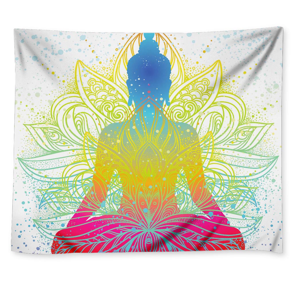 Colorful Buddha Lotus Print Tapestry