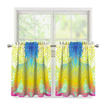 Colorful Buddha Lotus Print Tier Curtains