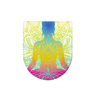 Colorful Buddha Lotus Print Toilet Lid Cover