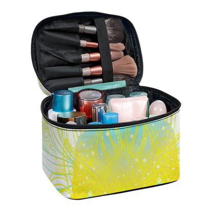 Colorful Buddha Lotus Print Travel Makeup Bag