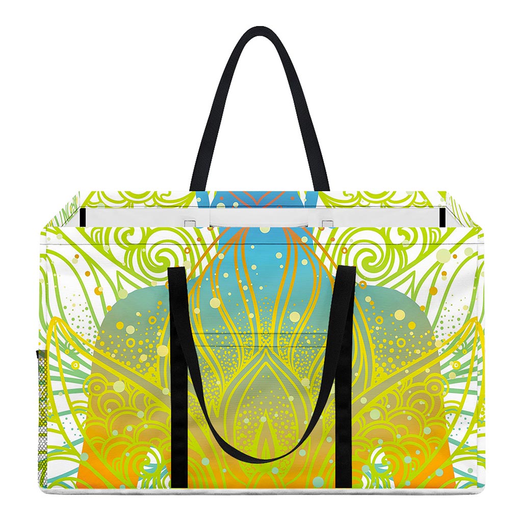 Colorful Buddha Lotus Print Utility Tote Bag