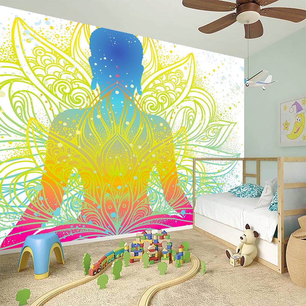 Colorful Buddha Lotus Print Wall Sticker