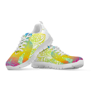 Colorful Buddha Lotus Print White Running Shoes