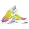 Colorful Buddha Lotus Print White Slip On Sneakers