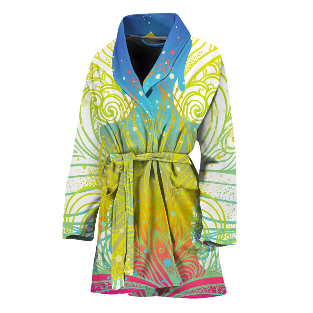 Colorful Buddha Lotus Print Women's Bathrobe