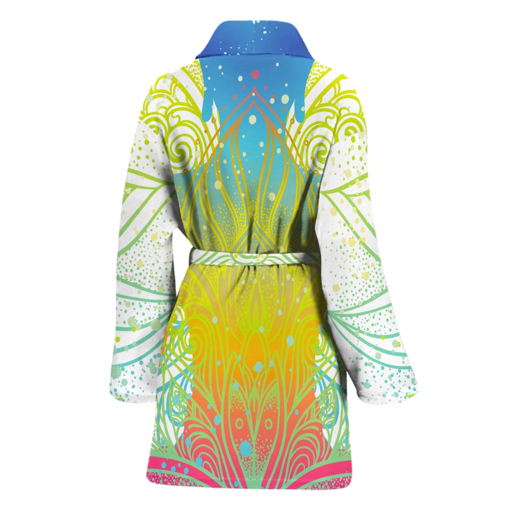 Colorful Buddha Lotus Print Women's Bathrobe