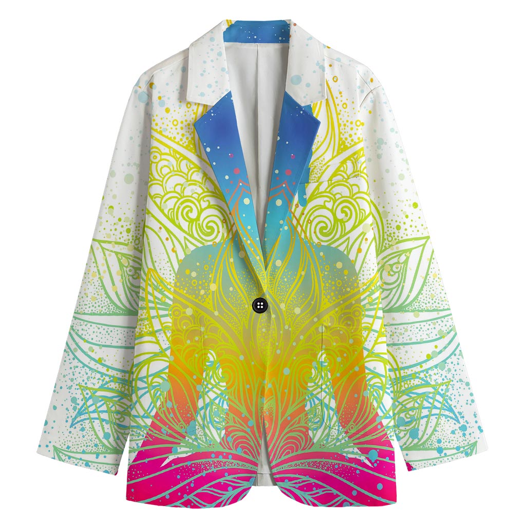 Colorful Buddha Lotus Print Women's Blazer