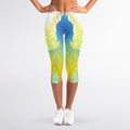 Colorful Buddha Lotus Print Women's Capri Leggings