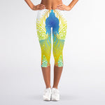 Colorful Buddha Lotus Print Women's Capri Leggings