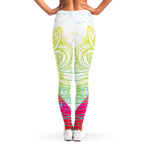 Colorful Buddha Lotus Print Women's Leggings