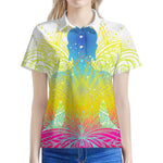 Colorful Buddha Lotus Print Women's Polo Shirt