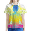 Colorful Buddha Lotus Print Women's Polo Shirt