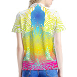 Colorful Buddha Lotus Print Women's Polo Shirt