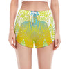 Colorful Buddha Lotus Print Women's Split Running Shorts