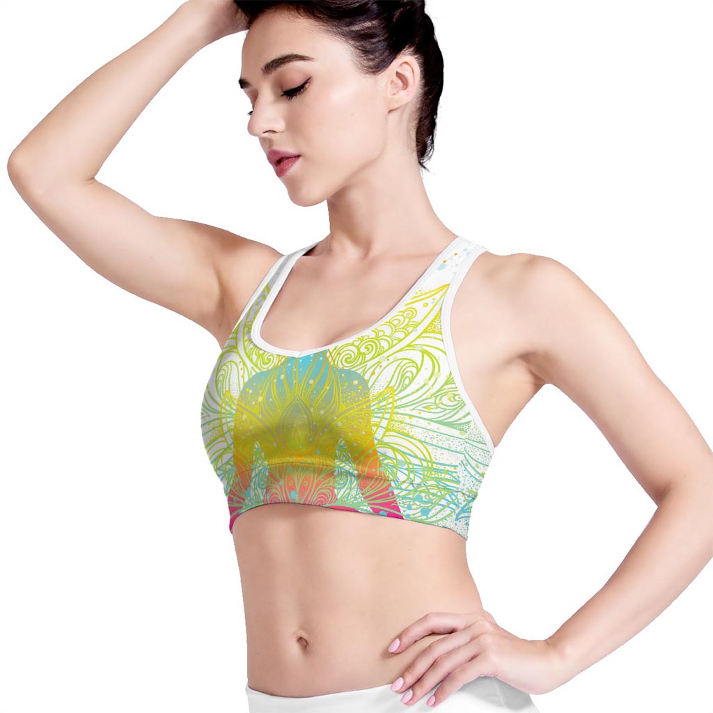 Colorful Buddha Lotus Print Women's Sports Bra