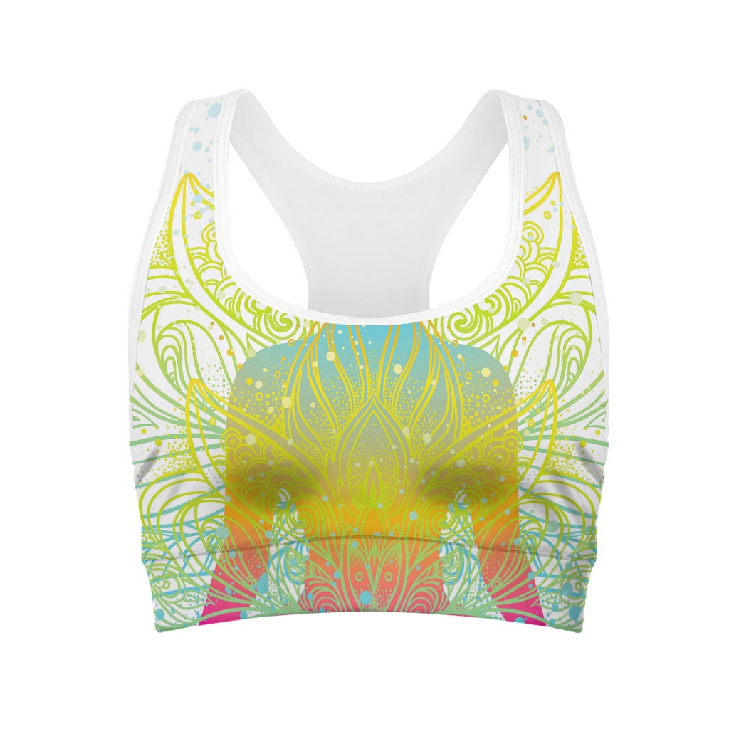 Colorful Buddha Lotus Print Women's Sports Bra