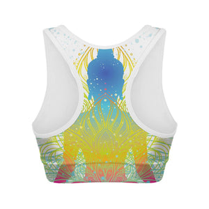 Colorful Buddha Lotus Print Women's Sports Bra