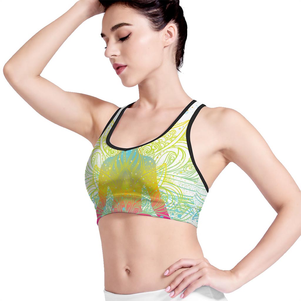 Colorful Buddha Lotus Print Women's Sports Bra