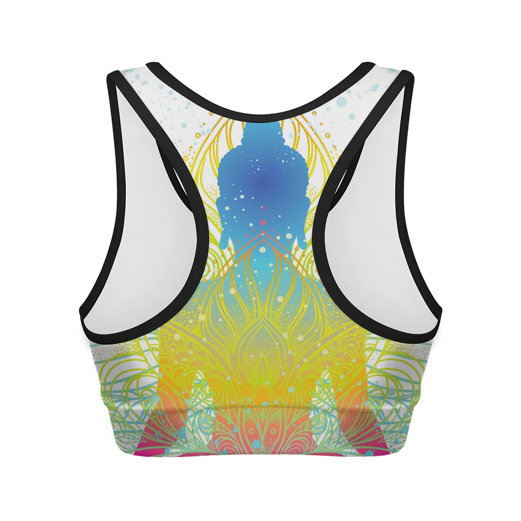 Colorful Buddha Lotus Print Women's Sports Bra