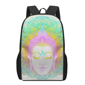 Colorful Buddha Mandala Print 17 Inch Backpack