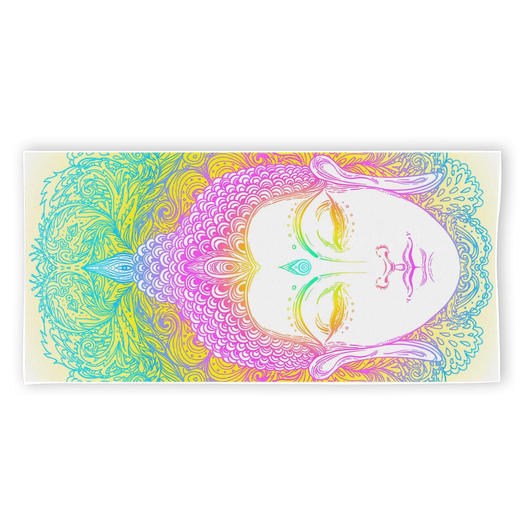 Colorful Buddha Mandala Print Beach Towel