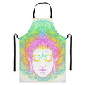 Colorful Buddha Mandala Print Bib Apron With Pocket