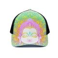 Colorful Buddha Mandala Print Black Mesh Trucker Hat