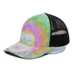 Colorful Buddha Mandala Print Black Mesh Trucker Cap