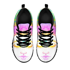 Colorful Buddha Mandala Print Black Running Shoes