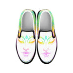 Colorful Buddha Mandala Print Black Slip On Sneakers