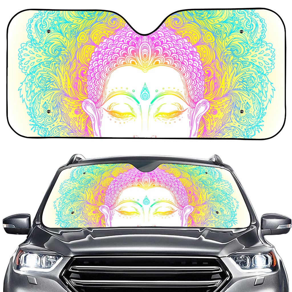 Colorful Buddha Mandala Print Car Windshield Sun Shade