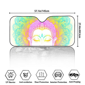 Colorful Buddha Mandala Print Car Windshield Sun Shade