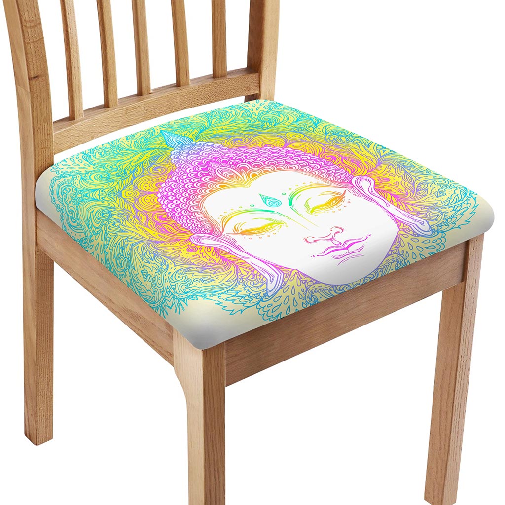 Colorful Buddha Mandala Print Chair Cushion Cover