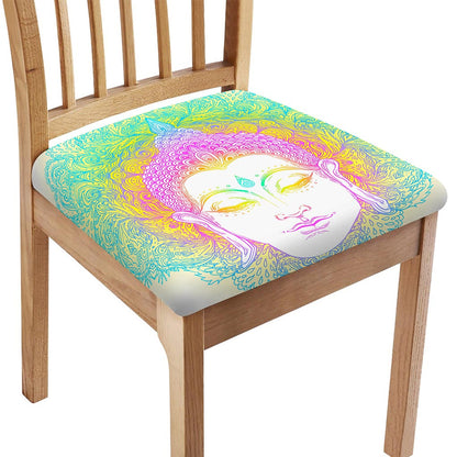 Colorful Buddha Mandala Print Chair Cushion Cover