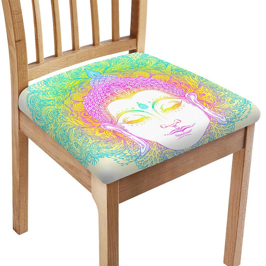 Colorful Buddha Mandala Print Chair Cushion Cover