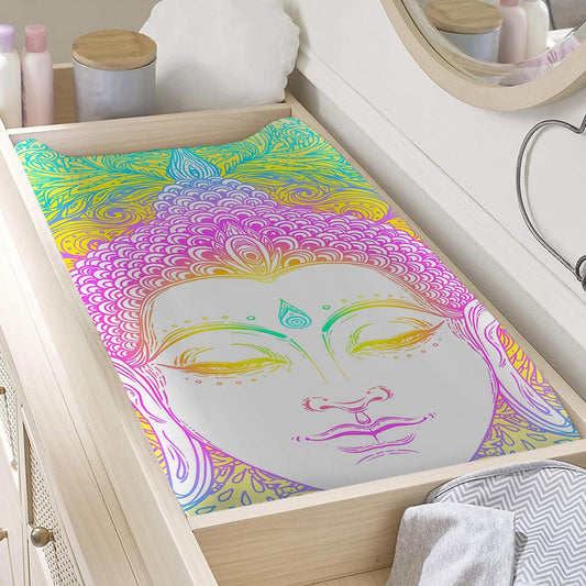 Colorful Buddha Mandala Print Changing Pad Cover