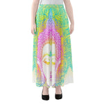 Colorful Buddha Mandala Print Chiffon Maxi Skirt