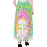 Colorful Buddha Mandala Print Chiffon Maxi Skirt