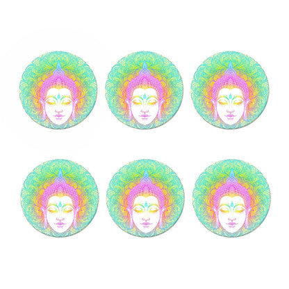 Colorful Buddha Mandala Print Coaster Set