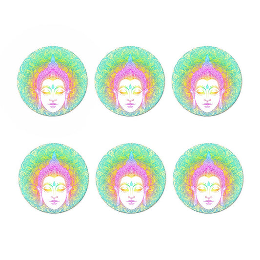 Colorful Buddha Mandala Print Coaster Set