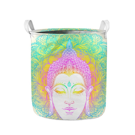 Colorful Buddha Mandala Print Collapsible Laundry Basket