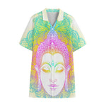 Colorful Buddha Mandala Print Cotton Hawaiian Shirt