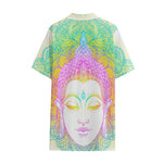 Colorful Buddha Mandala Print Cotton Hawaiian Shirt