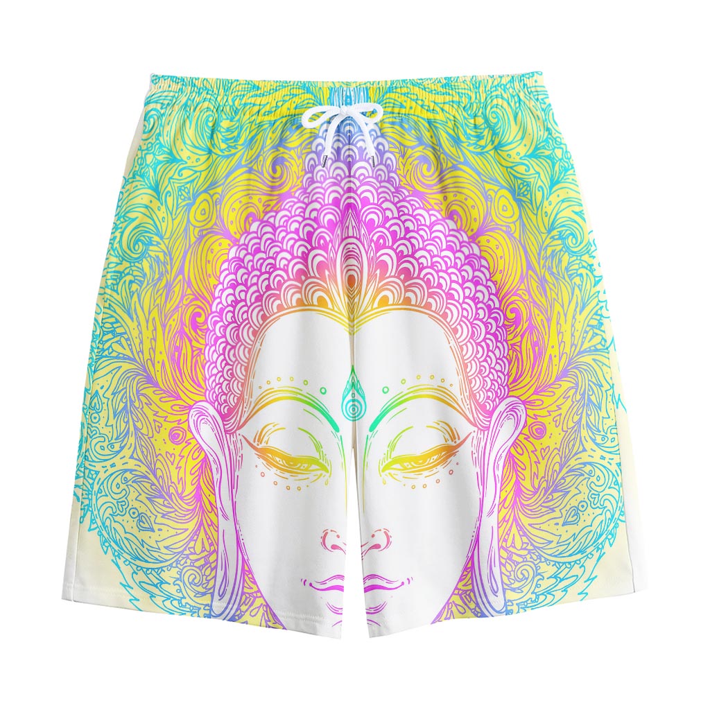 Colorful Buddha Mandala Print Cotton Shorts