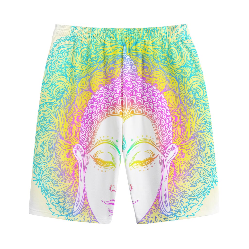 Colorful Buddha Mandala Print Cotton Shorts