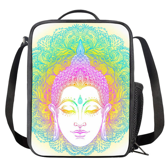 Colorful Buddha Mandala Print Crossbody Lunch Bag
