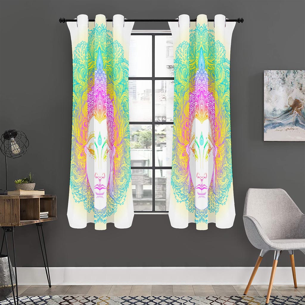 Colorful Buddha Mandala Print Curtain