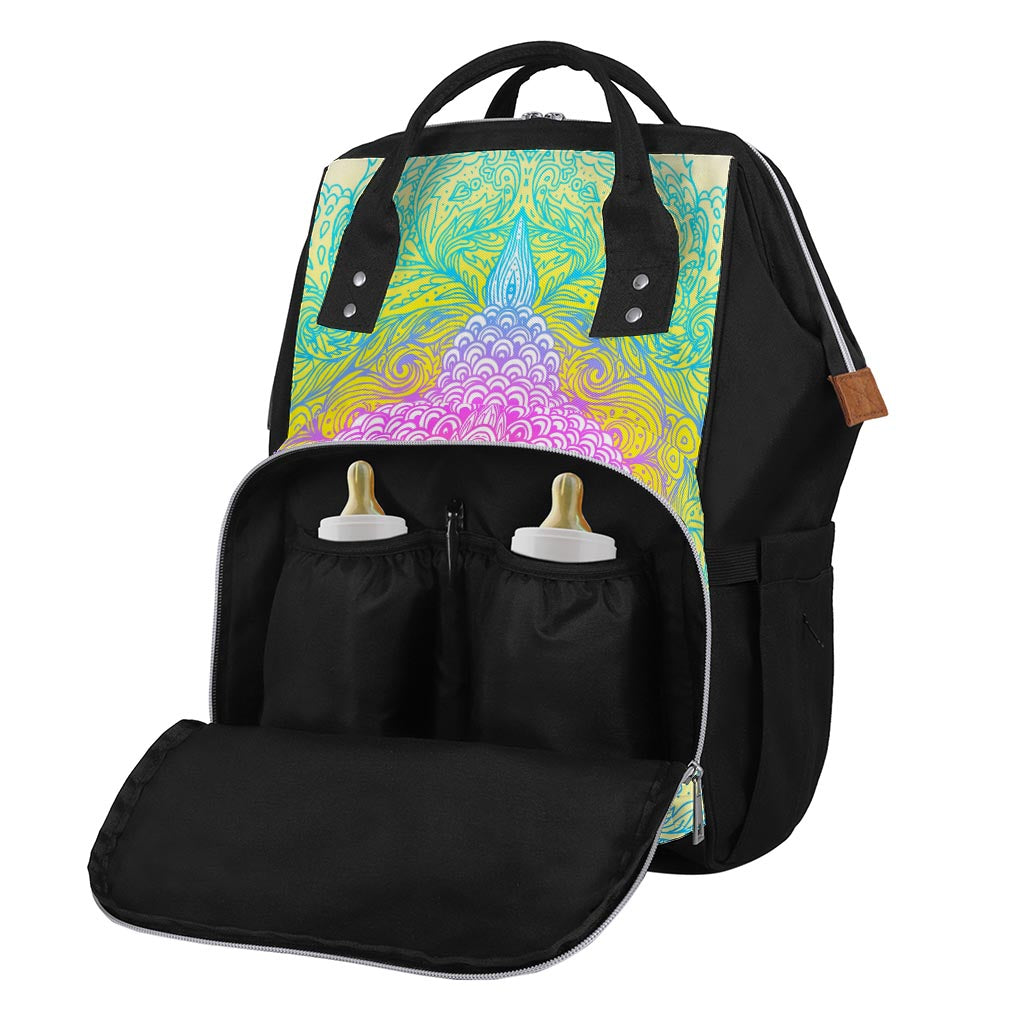 Colorful Buddha Mandala Print Diaper Bag