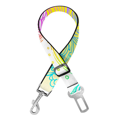 Colorful Buddha Mandala Print Dog Seat Belt