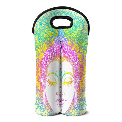 Colorful Buddha Mandala Print Double Neoprene Wine Tote